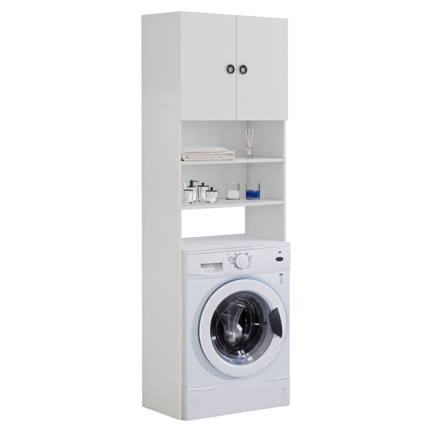 Washing Machine Furniture Terry With Cabinet And Shelves Melamine White 64Χ27Χ180hcm.hm9122.11
