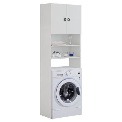 Washing Machine Furniture Terry With Cabinet And Shelves Melamine White 64Χ27Χ180hcm.hm9122.11