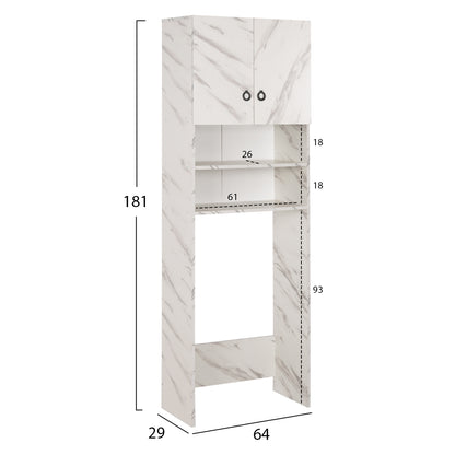 Washing Machine Furniture Terry Hm9122.12 With Cabinet & Shelves Melamine White Marble 64Χ29Χ181hcm.