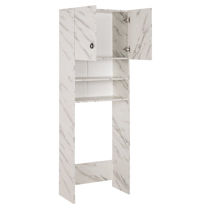 Washing Machine Furniture Terry Hm9122.12 With Cabinet & Shelves Melamine White Marble 64Χ29Χ181hcm.