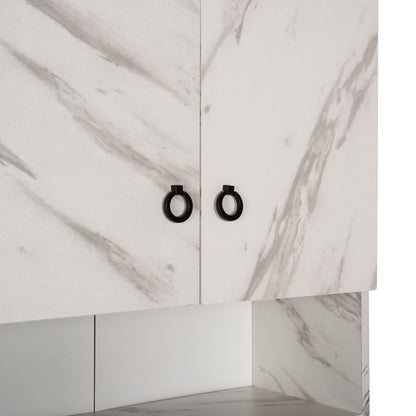 Washing Machine Furniture Terry Hm9122.12 With Cabinet & Shelves Melamine White Marble 64Χ29Χ181hcm.