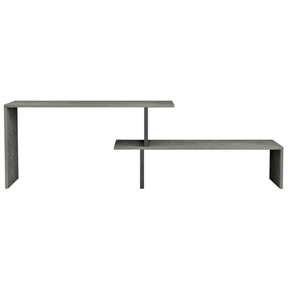 Tv Furniture Expandable Briggite Hm8892.11 Melamine In Grey Stone Texture -black Metal Legs 110-160x30x45hcm.