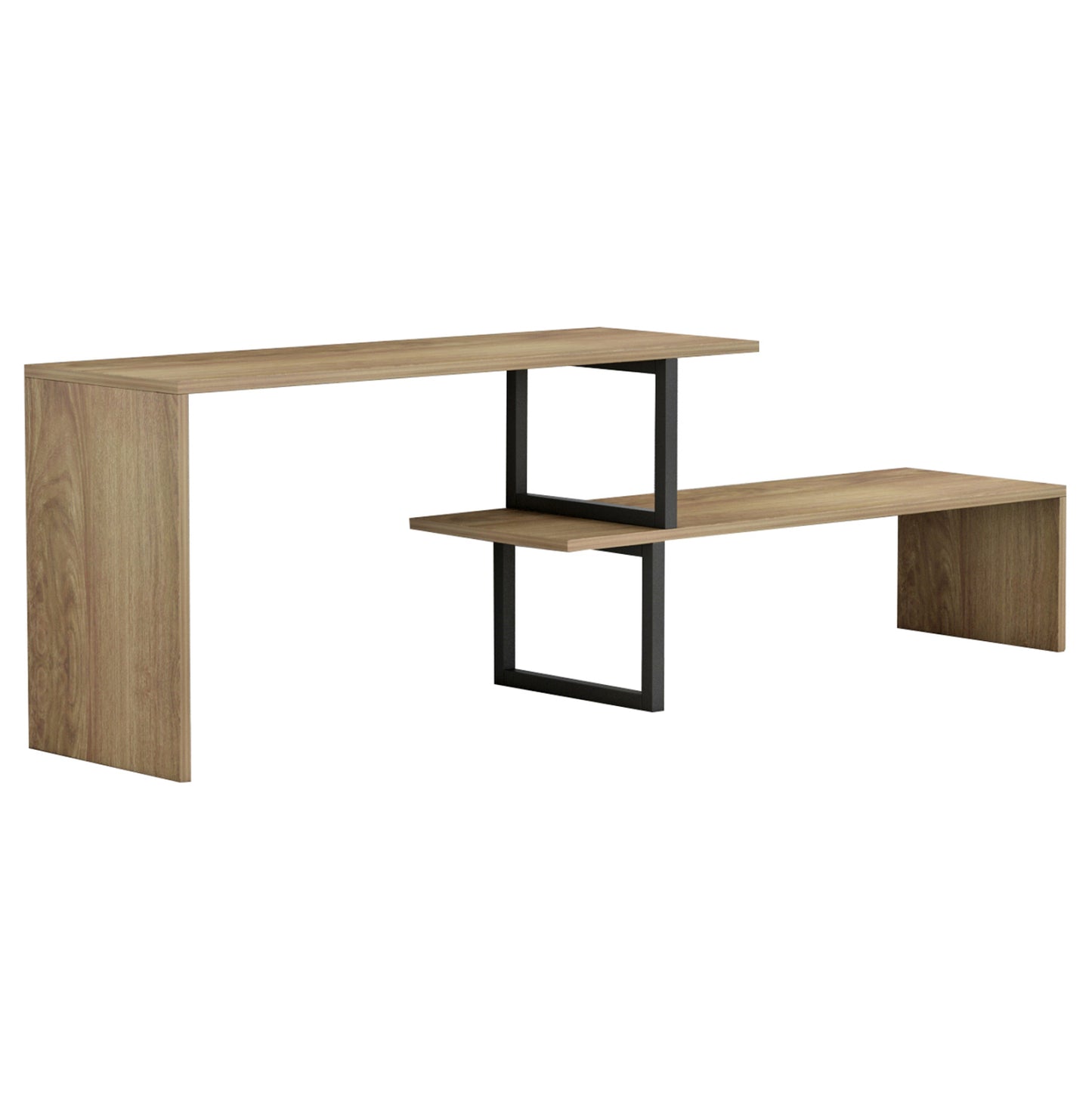 Tv Furniture Expandable Briggite Hm8893.11 Melamine In Dark Sonama -black Metal Legs 110-160x30x45hcm.