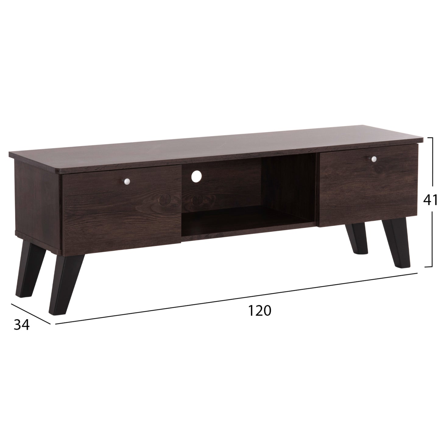 Tv Furniture Iren Hm2481.02 Melamine In Walnut-black 120x32,5-34x41hcm.
