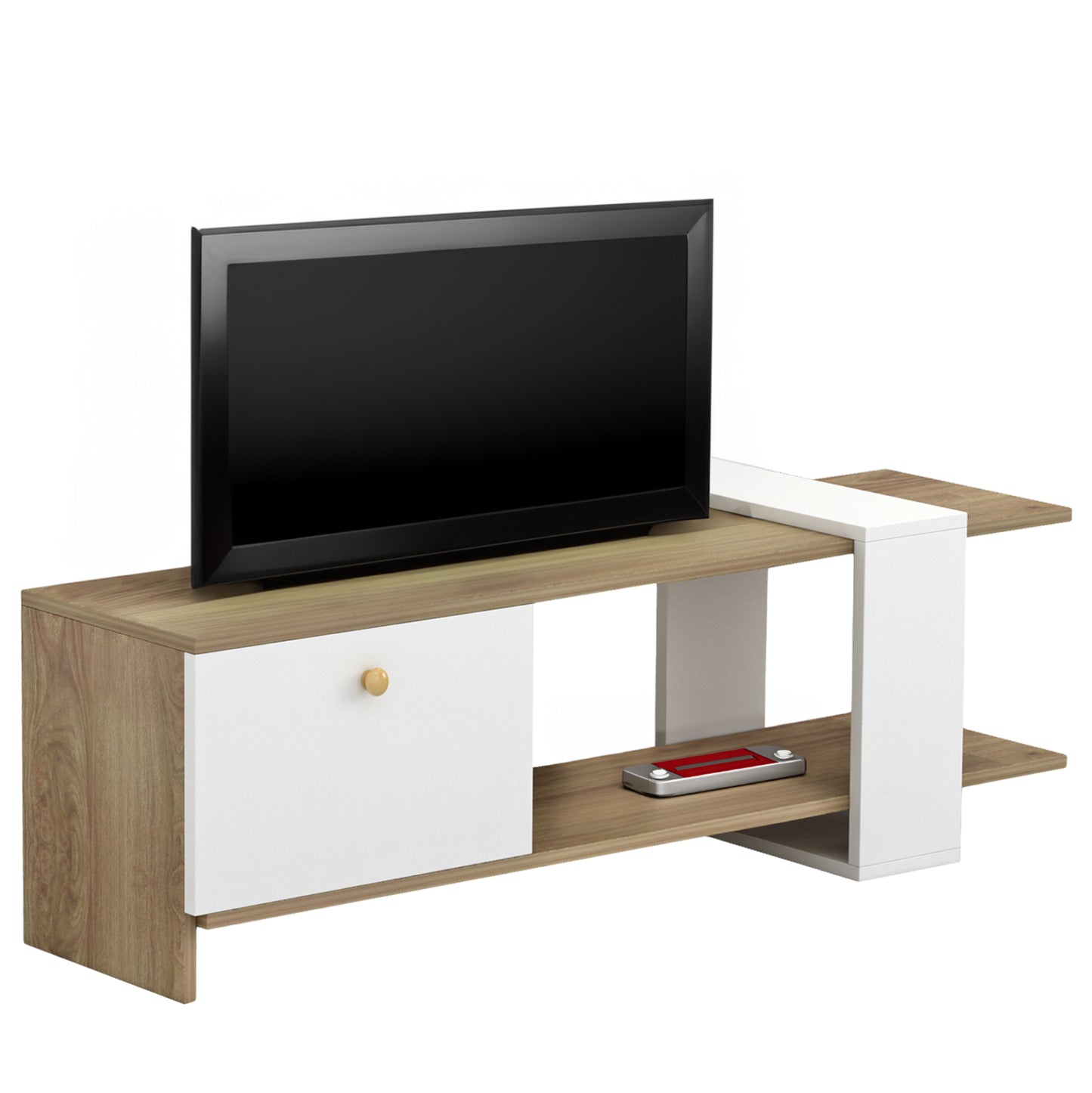 Tv Furniture Henriette Hm8900.11 Melamine In Natural-white 120x25x37hcm.