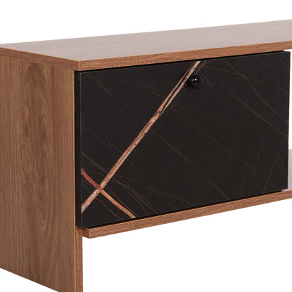 Tv Furniture Henriette Hm8900.12 Melamine In Natural-black Marble 120x25x37.5hcm.