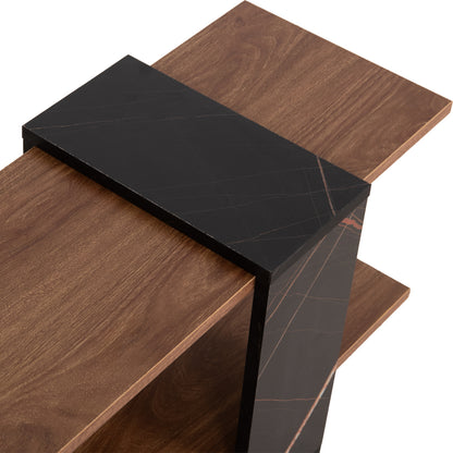 Tv Furniture Henriette Hm8900.12 Melamine In Natural-black Marble 120x25x37.5hcm.