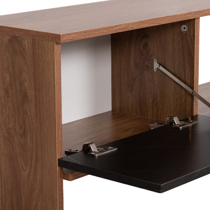 Tv Furniture Henriette Hm8900.12 Melamine In Natural-black Marble 120x25x37.5hcm.
