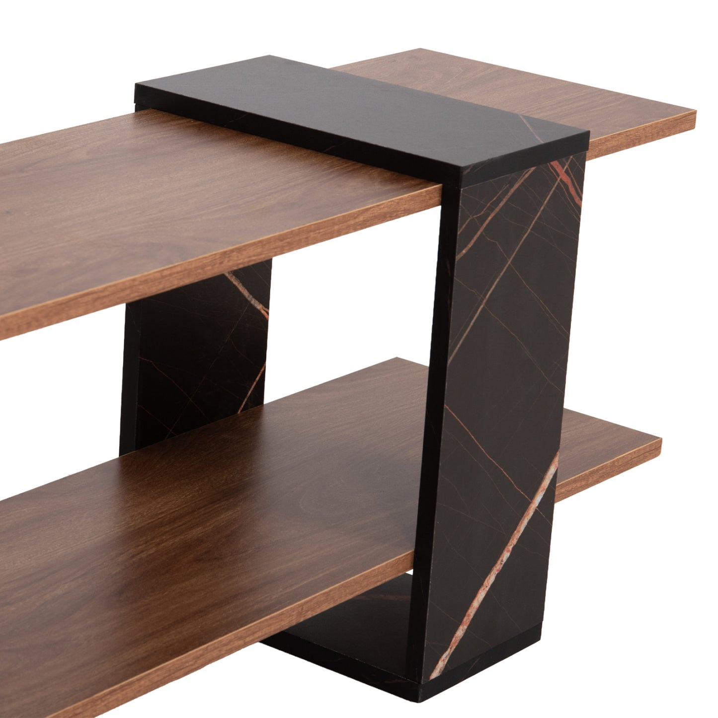 Tv Furniture Henriette Hm8900.12 Melamine In Natural-black Marble 120x25x37.5hcm.