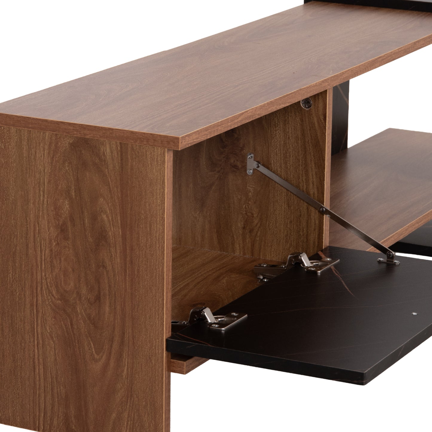 Tv Furniture Henriette Hm8900.12 Melamine In Natural-black Marble 120x25x37.5hcm.