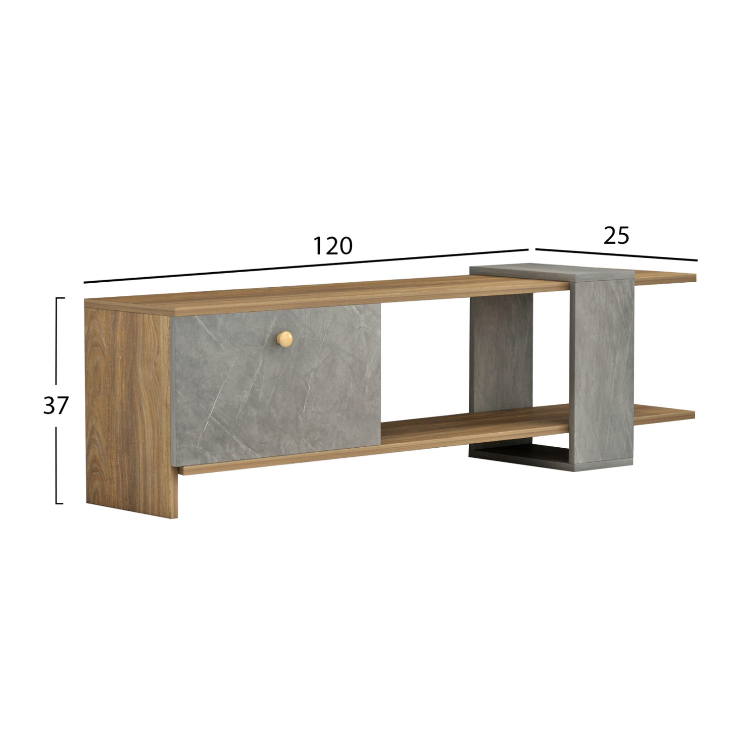 Tv Furniture Henriette Hm8900.13 Melamine In Walnut-stone Texture 120x28.5x39hcm.