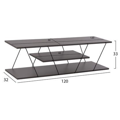 Tv Stand Tars Hm8922.20 Melamine Grey 120x32x33hcm.