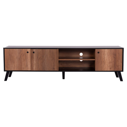 Tv Stand Kruden Hm9447.11 Melamine In Black-natural 180x40x51hcm.