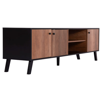 Tv Stand Kruden Hm9447.11 Melamine In Black-natural 180x40x51hcm.