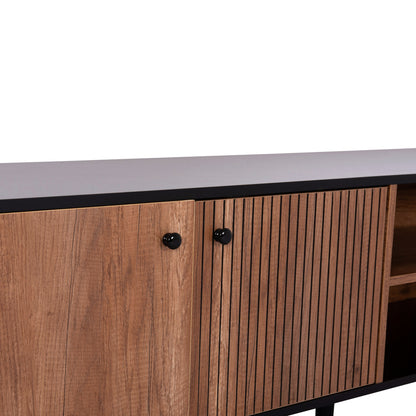 Tv Stand Kruden Hm9447.11 Melamine In Black-natural 180x40x51hcm.