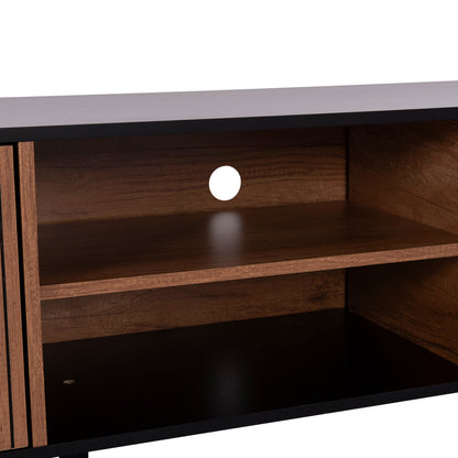 Tv Stand Kruden Hm9447.11 Melamine In Black-natural 180x40x51hcm.