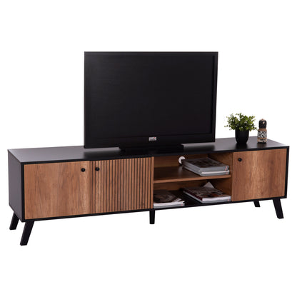 Tv Stand Kruden Hm9447.11 Melamine In Black-natural 180x40x51hcm.