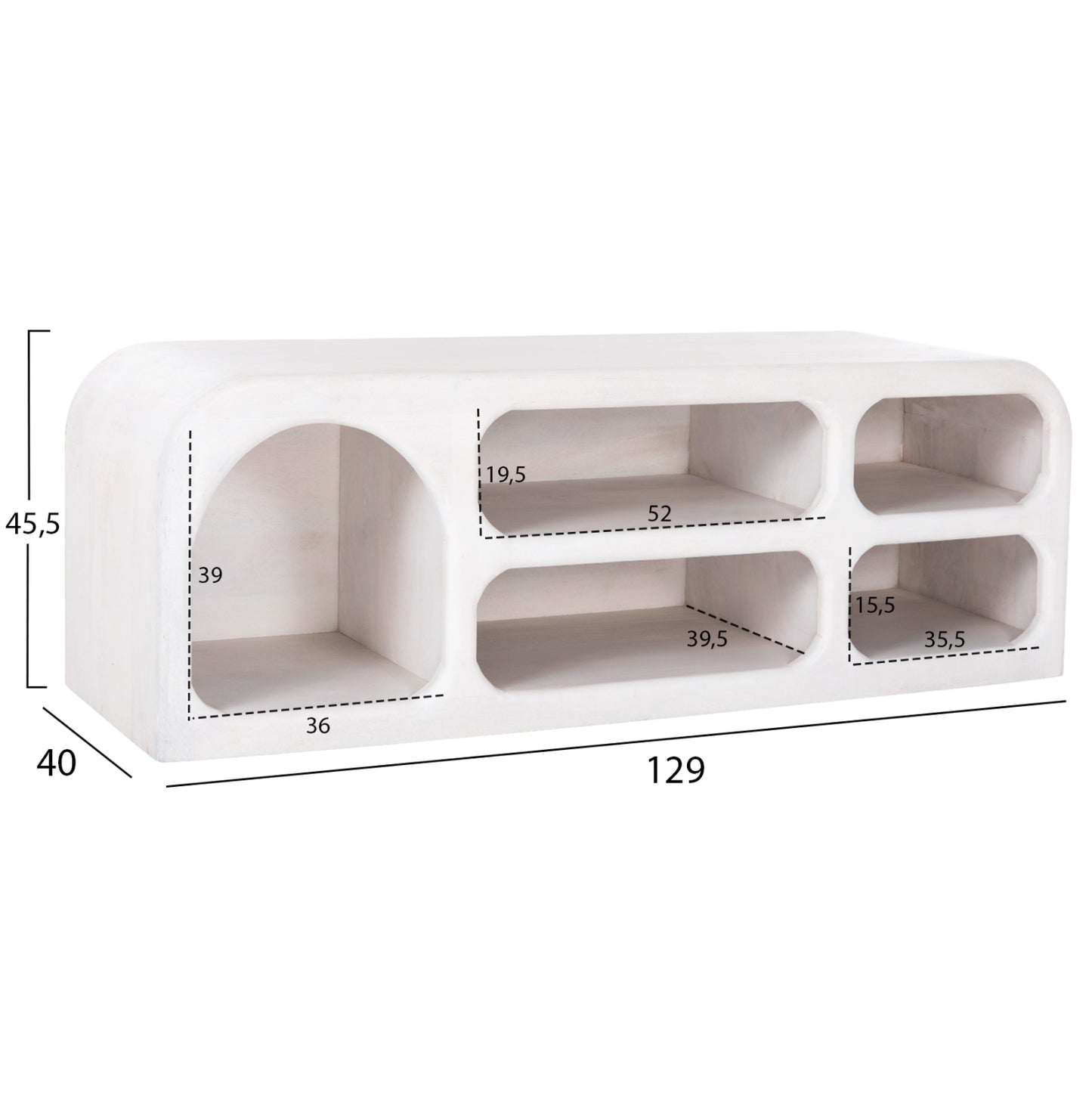 Tv Cabinet Handyr Hm9704 Solid Mango Wood In White Color 130x40x45hcm.