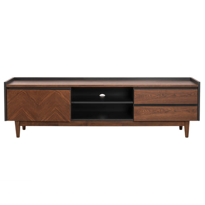 Tv Cabinet Veen Hm9741 Mdf With Walnut Veneer In Walnut And Darek Grey Color 170x40x50hcm