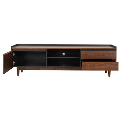 Tv Cabinet Veen Hm9741 Mdf With Walnut Veneer In Walnut And Darek Grey Color 170x40x50hcm