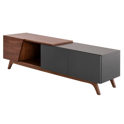 Tv Cabinet Hudson Hm9748 Mdf With Walnut Veneer In Walnut And Darek Grey Color 180x40x50hcm.