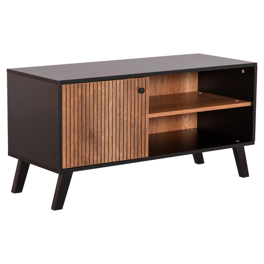 Tv Stand/cabinet Kruden Hm9443.11 Melamine In Black-natural 100x40x51hcm.