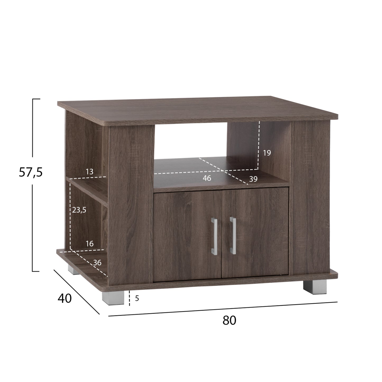 Tv Stand In Walnut Color 80x40x57.5 Hm2404.01