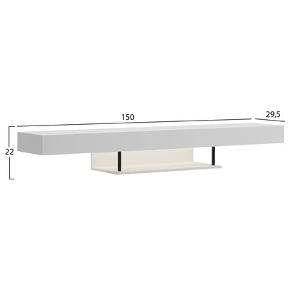 Wall Hanging Tv Stand With Led Savor Hm18381.02 Melamine In White 150x29.5x22hcm