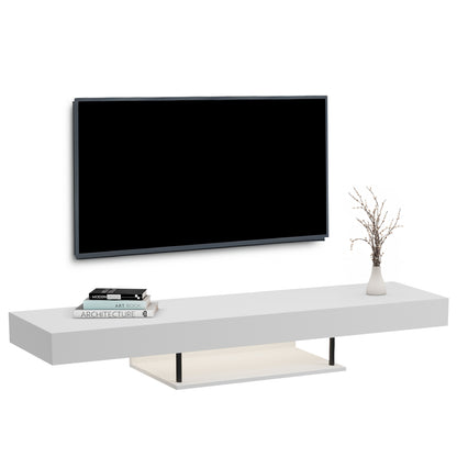 Wall Hanging Tv Stand With Led Savor Hm18381.02 Melamine In White 150x29.5x22hcm