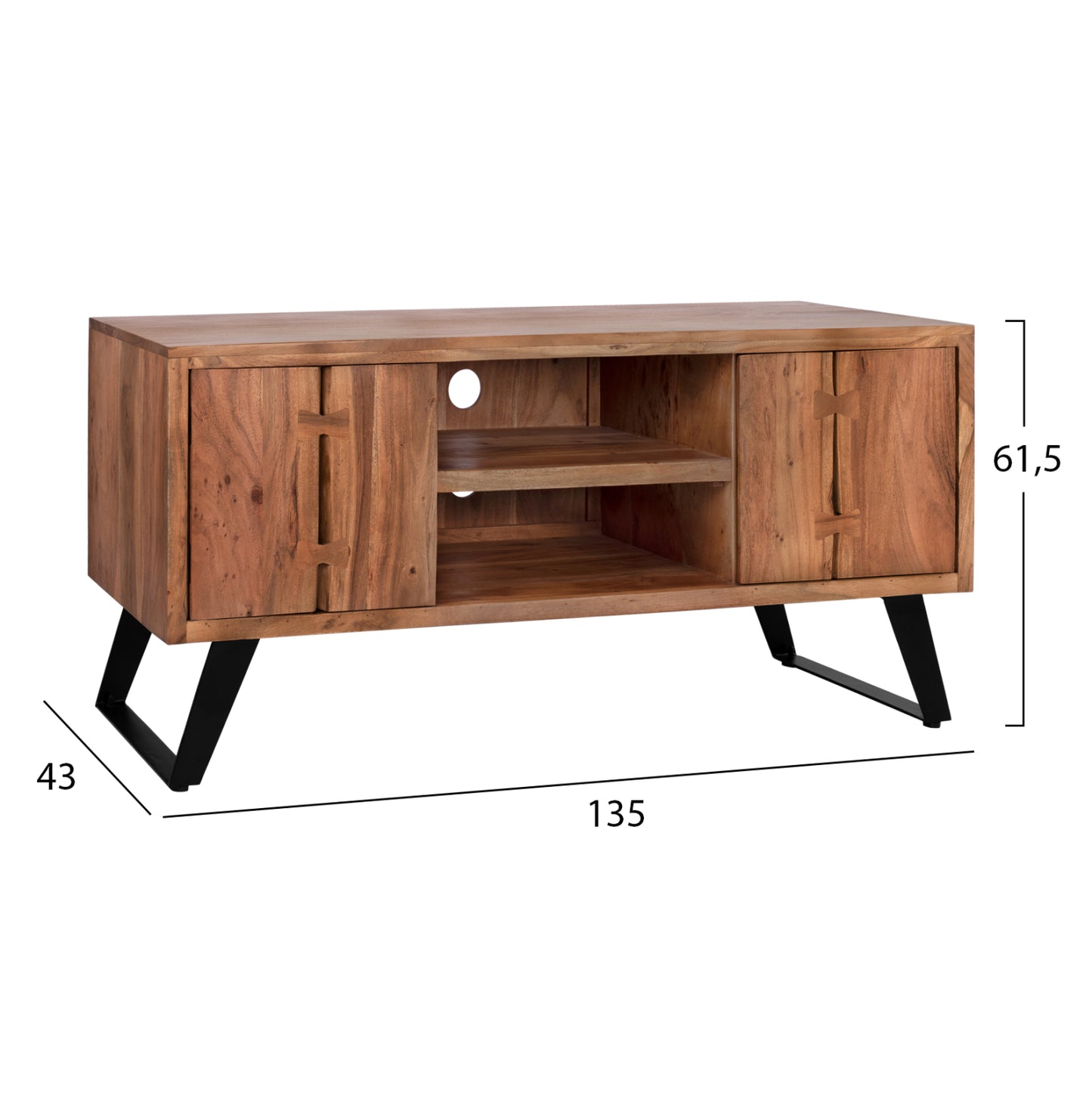 Tv Furniture Hm8177 Fansi From Acacia Solid Wood Natural 135x43x61.5