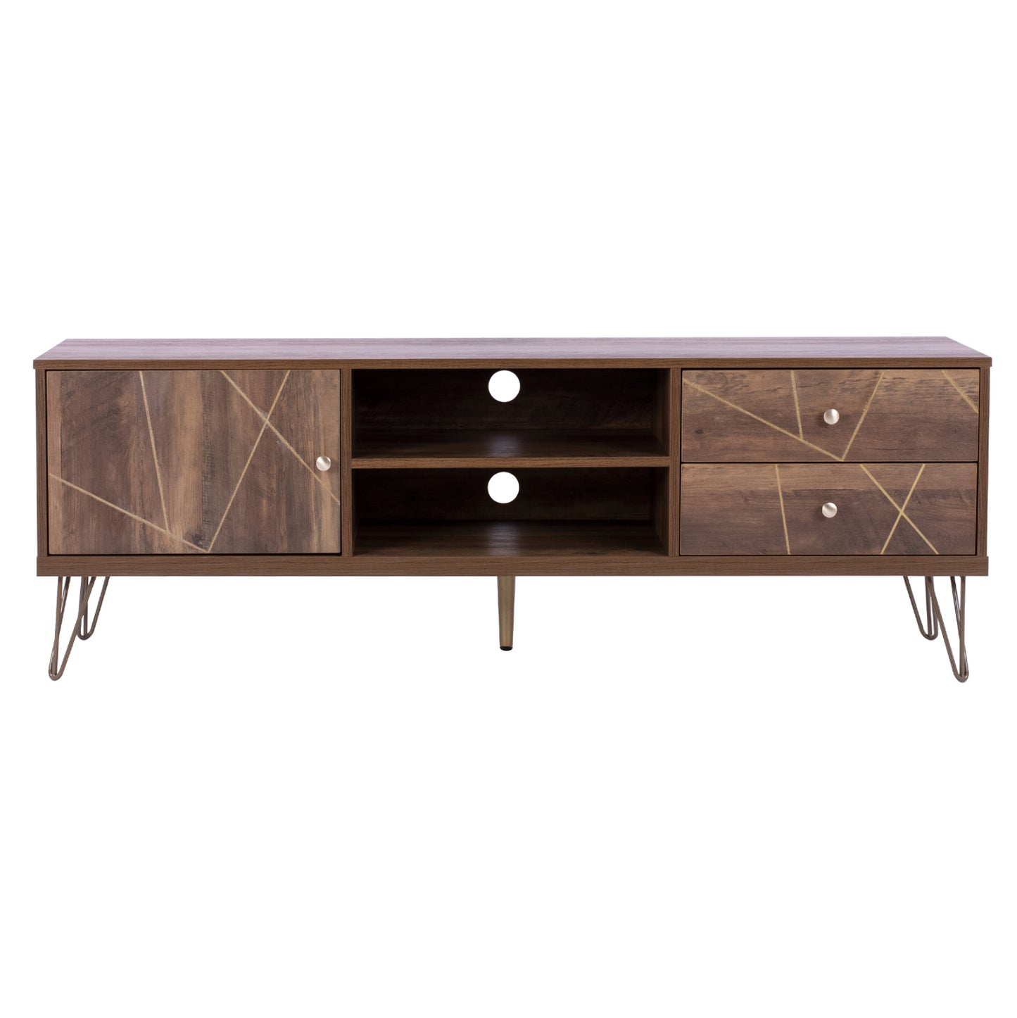 Tv Set Kaitlyn Hm8652 Walnut With Gold 150x39,5x51,5 Cm.