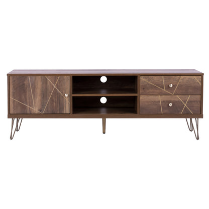 Tv Set Kaitlyn Hm8652 Walnut With Gold 150x39,5x51,5 Cm.
