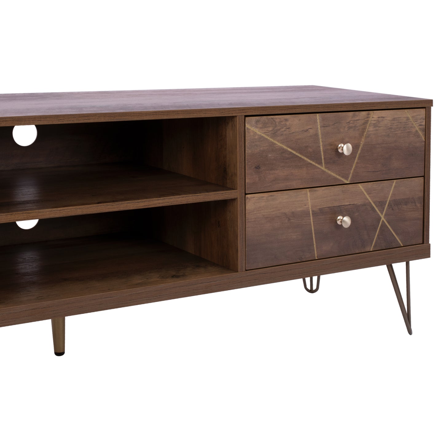 Tv Set Kaitlyn Hm8652 Walnut With Gold 150x39,5x51,5 Cm.