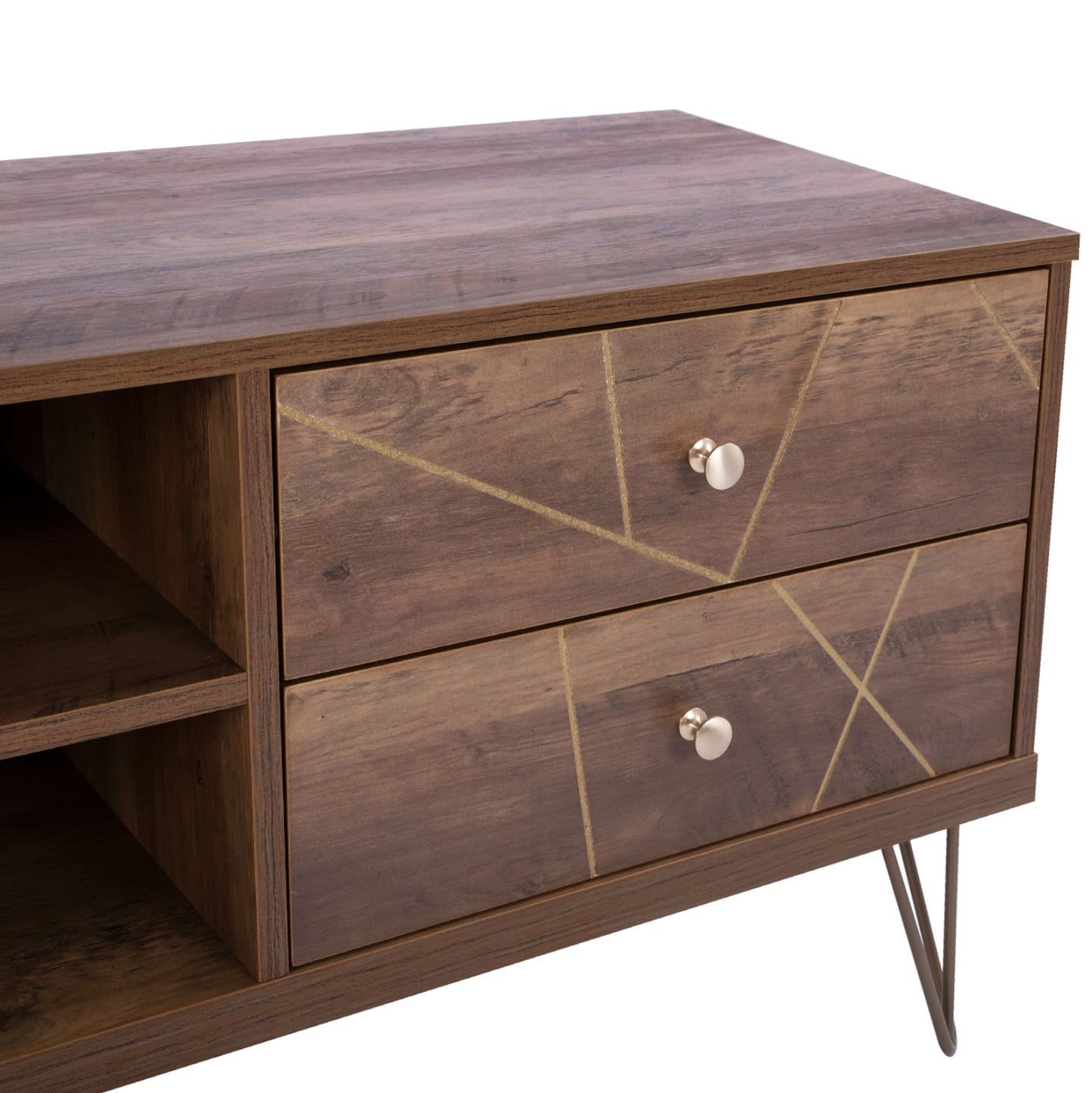 Tv Set Kaitlyn Hm8652 Walnut With Gold 150x39,5x51,5 Cm.