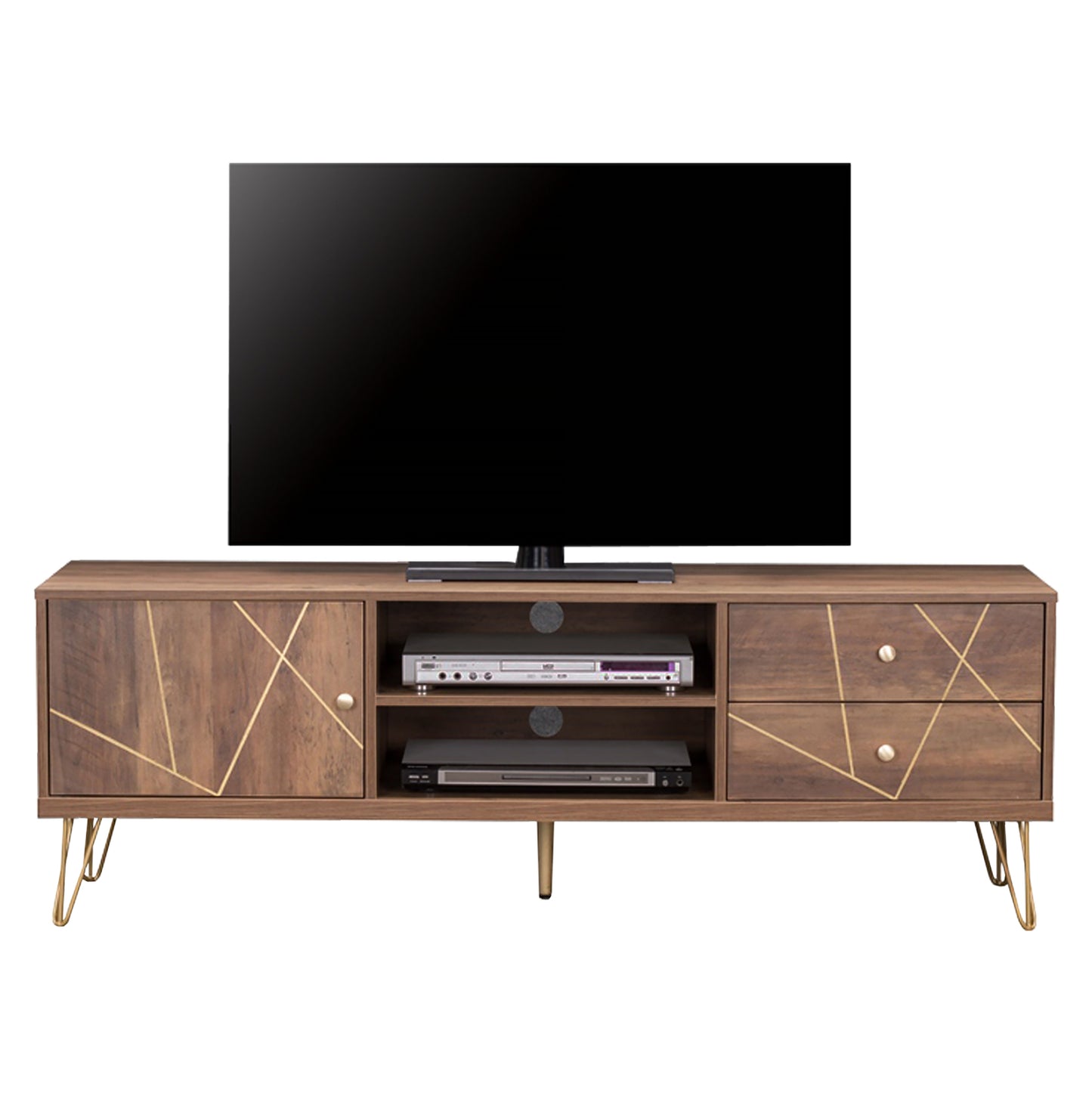 Tv Set Kaitlyn Hm8652 Walnut With Gold 150x39,5x51,5 Cm.