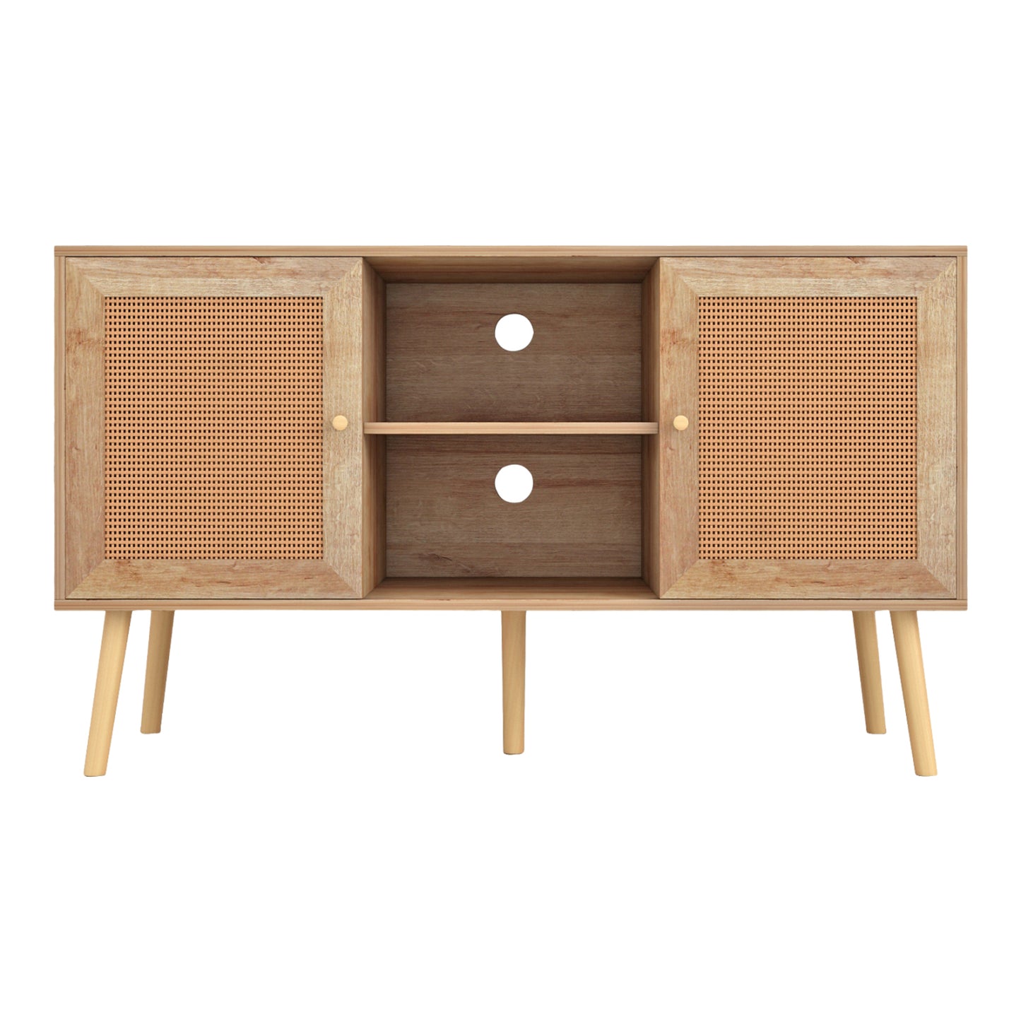 Tv Stand Melamine Colm Rattan Doors Hm9223.11 Natural Color 120x39x56,5hcm.