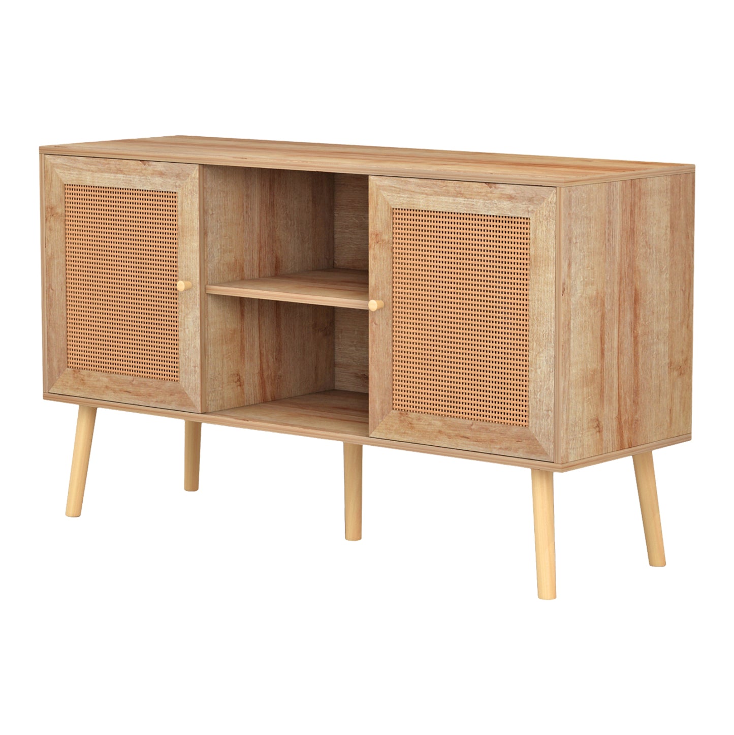Tv Stand Melamine Colm Rattan Doors Hm9223.11 Natural Color 120x39x56,5hcm.