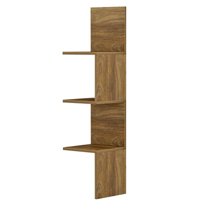 Wall Corner Shelves/bookcase Illusion Hm8935.11 Melamine In Dark Natural 25x25x105,4hcm.