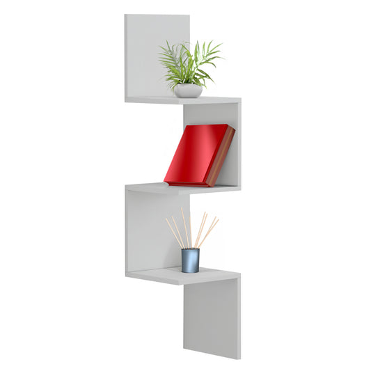 Wall Corner Shelves/bookcase Illusion Hm8935.12 Melamine In White 25x25x105,4hcm.