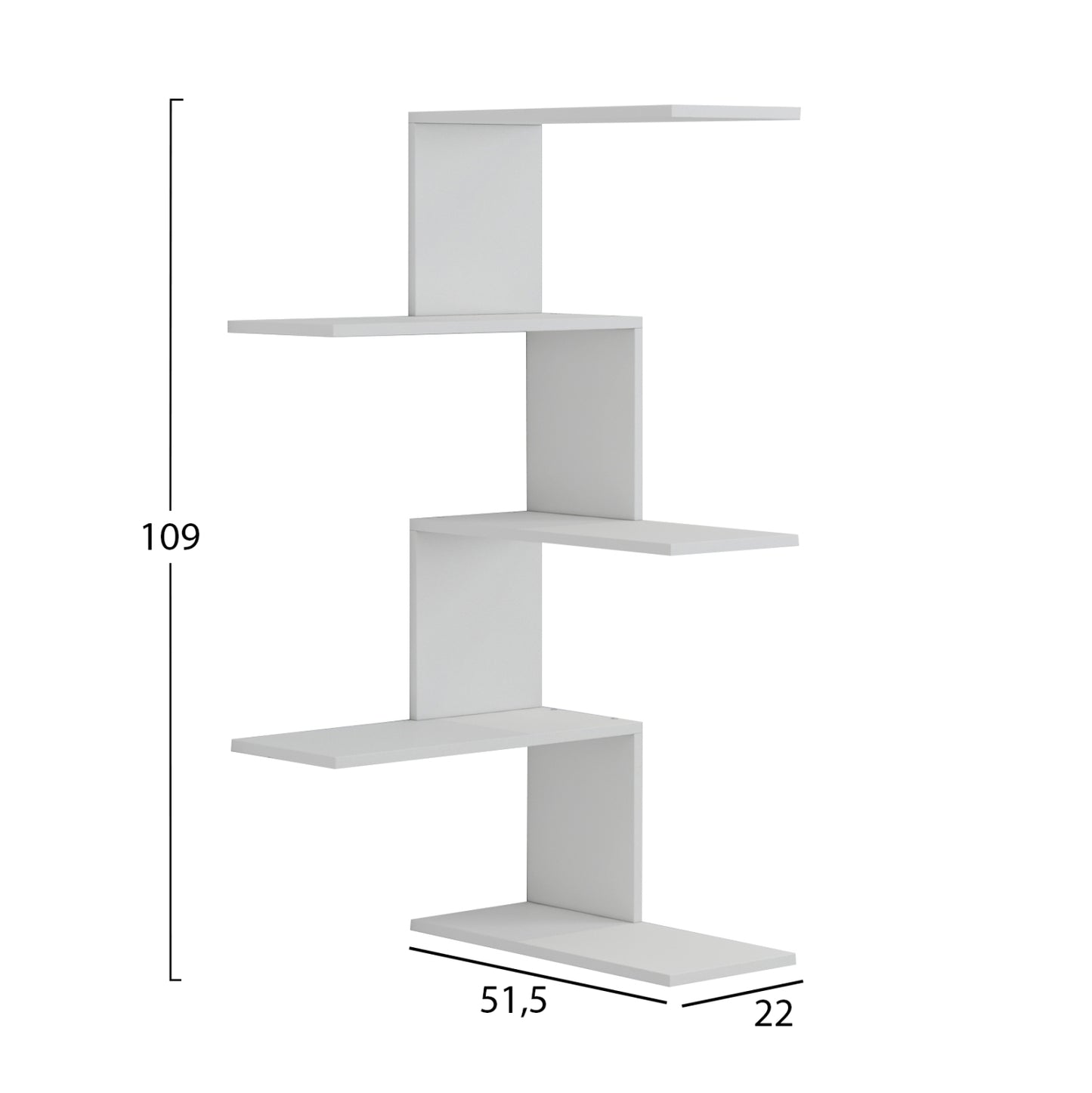 Wall Shelves Rory Hm8931.11 Melamine In White 22x51,5x109hcm.