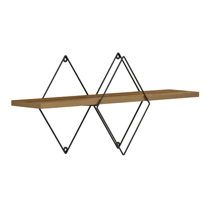 Wall Shelf Chantria Hm8934.11 Melamine In Oak Color-metal In Black 60x14x36hcm.