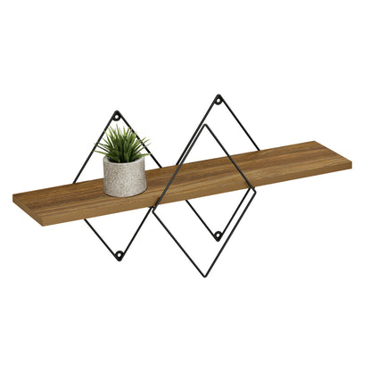 Wall Shelf Chantria Hm8934.11 Melamine In Oak Color-metal In Black 60x14x36hcm.
