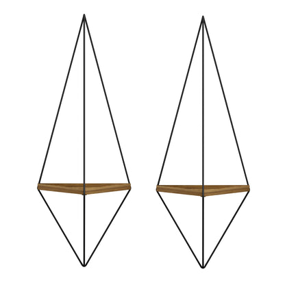 Wall Shelf 2pcs Set Cannard Hm8925.11 Melamine In Natural-black Metal 23x15x60hcm.