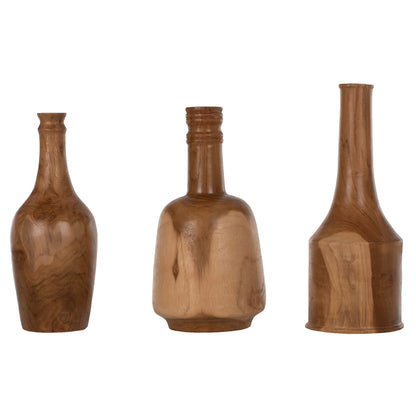 Decor Bottles 3pcs Set Hm7717 Solid Teak Natural