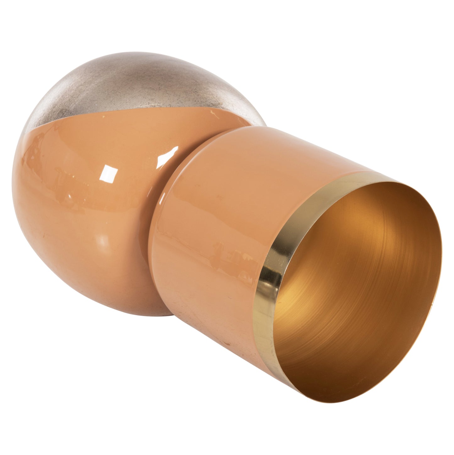 Table Vase Lingon Hm4233.02 Metal In Salmon-brushed Silver Φ21x37,5hcm.