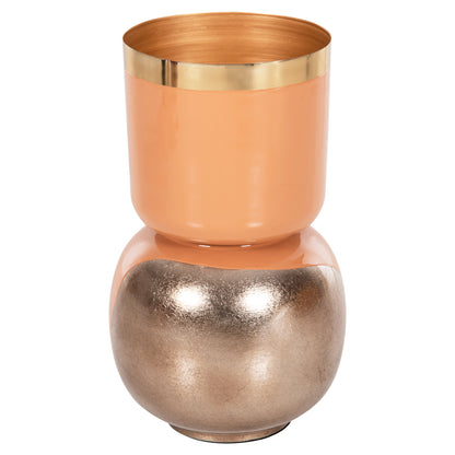 Table Vase Lingon Hm4233.02 Metal In Salmon-brushed Silver Φ21x37,5hcm.