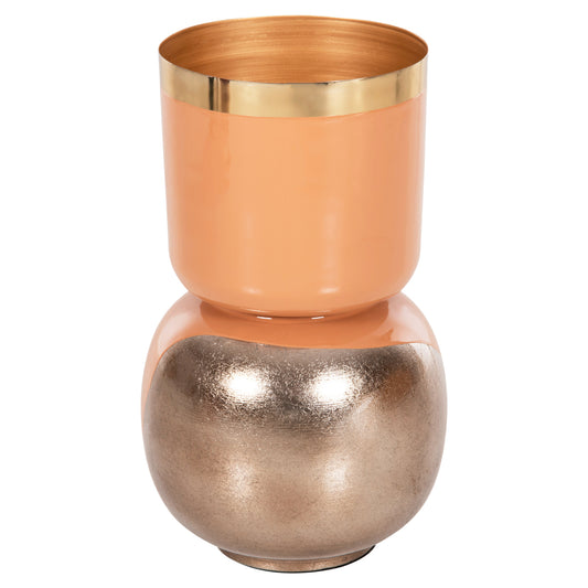 Table Vase Lingon Hm4233.02 Metal In Salmon-brushed Silver Φ21x37,5hcm.