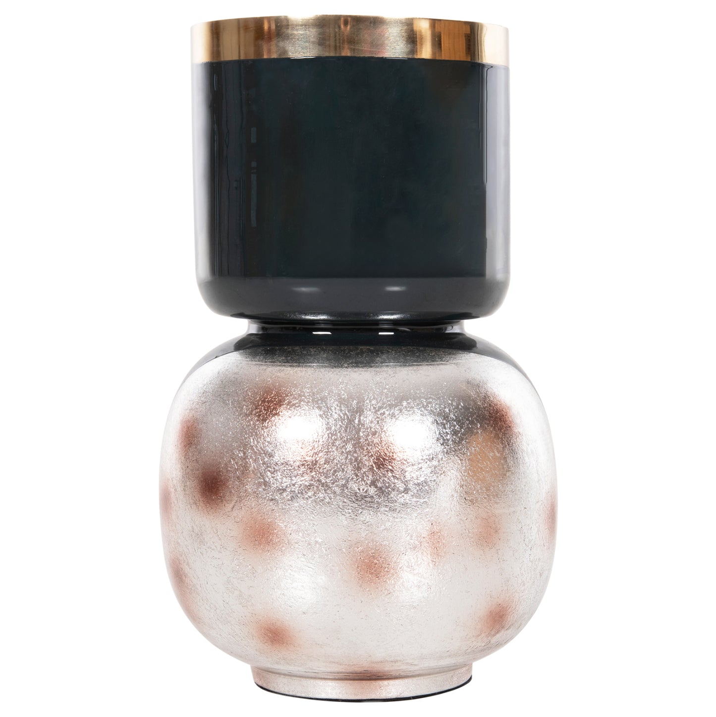 Table Vase Lingon Hm4233.05 Metal In Anthracite Blue-brushed Silver Φ21x37,5hcm.
