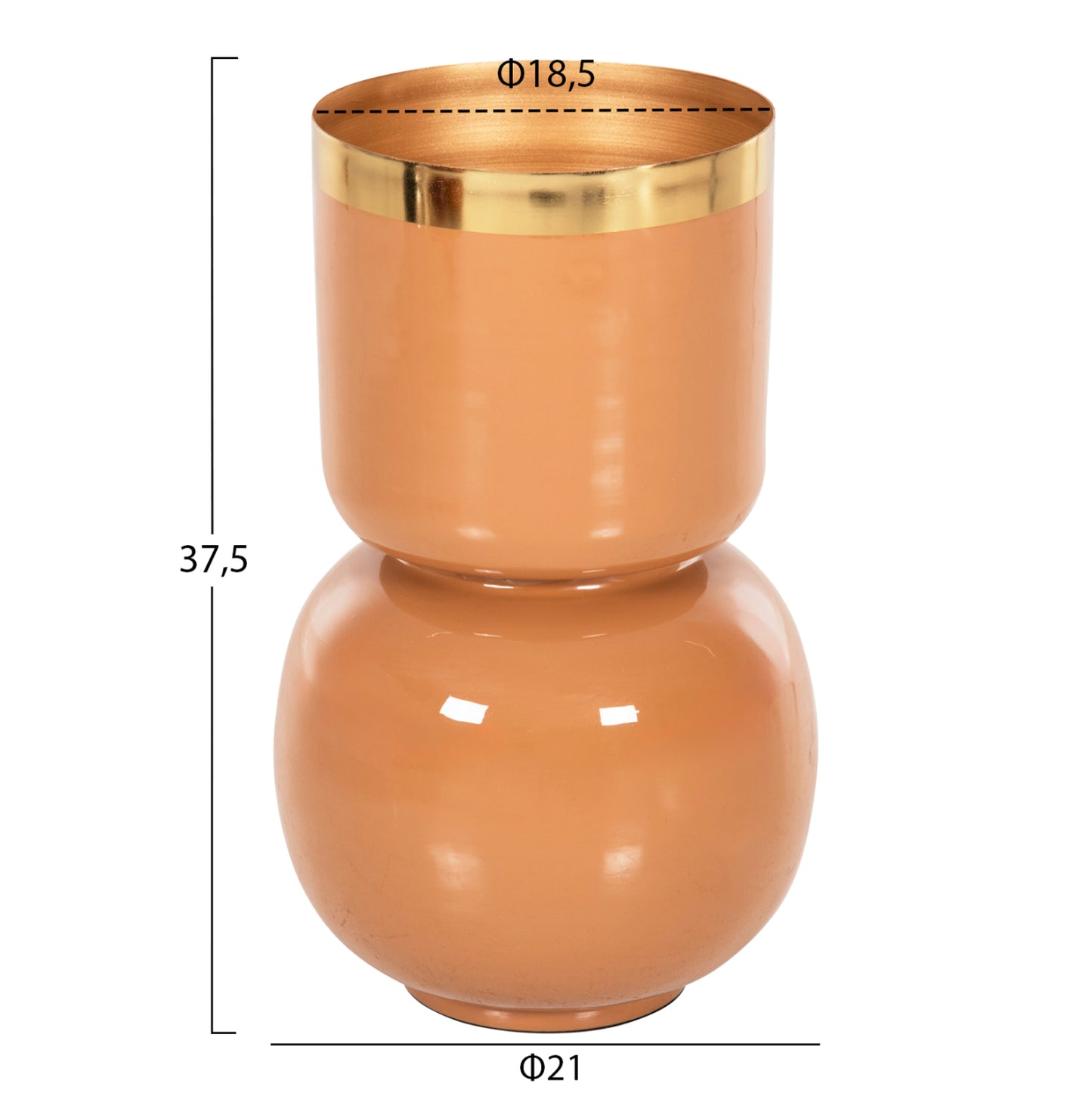 Table Vase Lingon Hm4233.09 Metal In Salmon-gold Φ21x37,5hcm.
