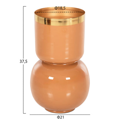 Table Vase Lingon Hm4233.09 Metal In Salmon-gold Φ21x37,5hcm.